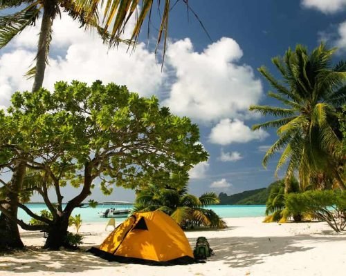 Camp,On,The,Paradise,Tropical,Beach,,Maupiti,,French,Polynesia
