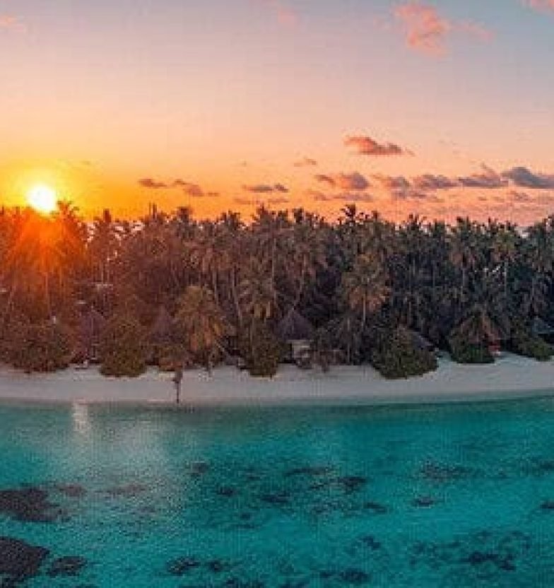 Amazing,Aerial,Beach,Landscape.,Beautiful,Maldives,Sunset,Seascape,View.,Horizon
